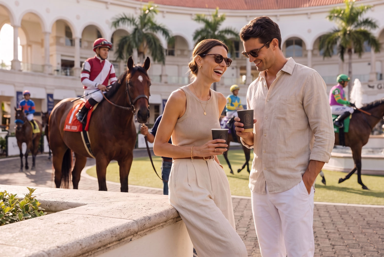Coffee with horses at Gulfstream Park